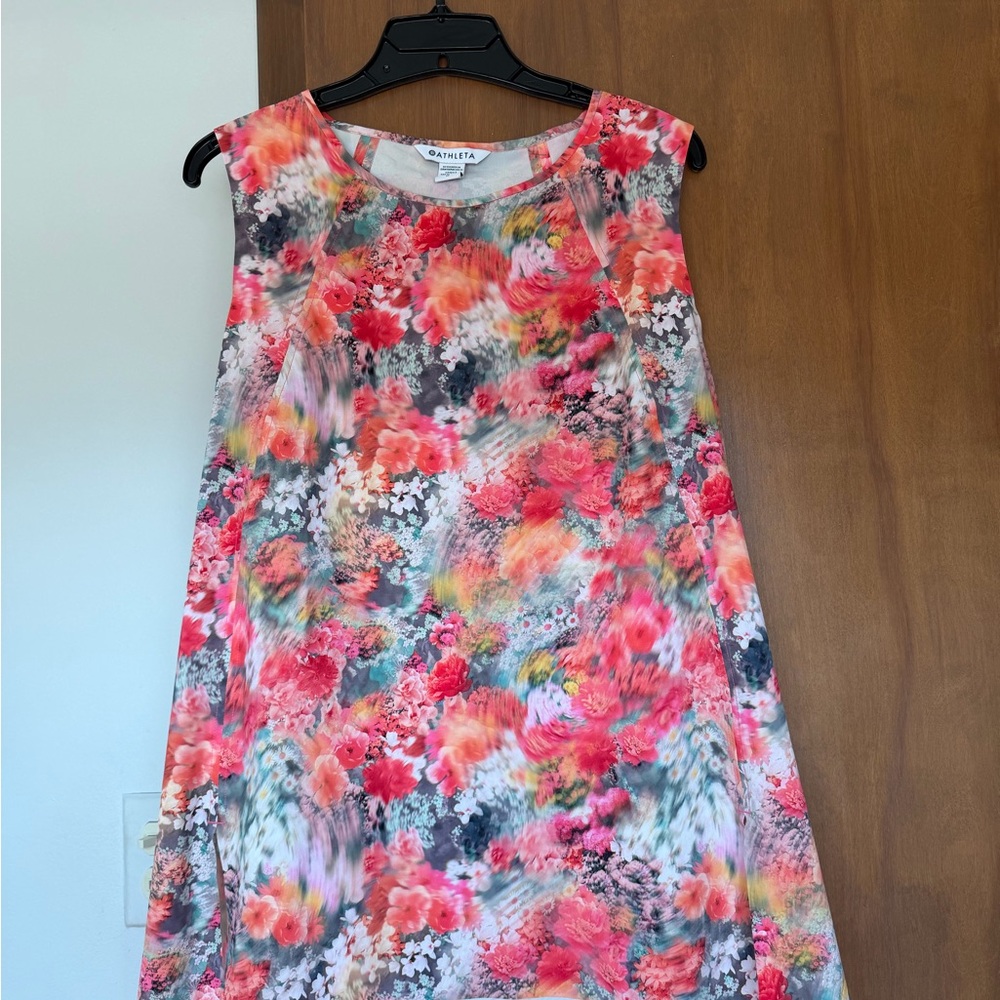 Athleta Vibrant Floral Zephyr Tank - Pink and Gray